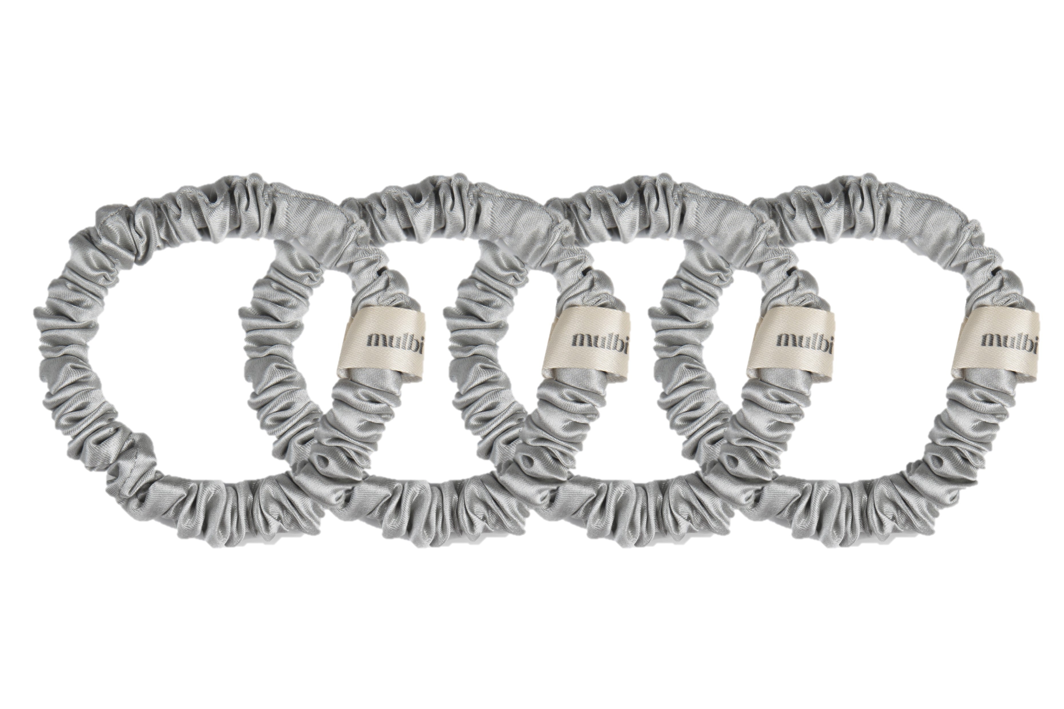 Set de 4 Scrunchies Small Silver de Seda