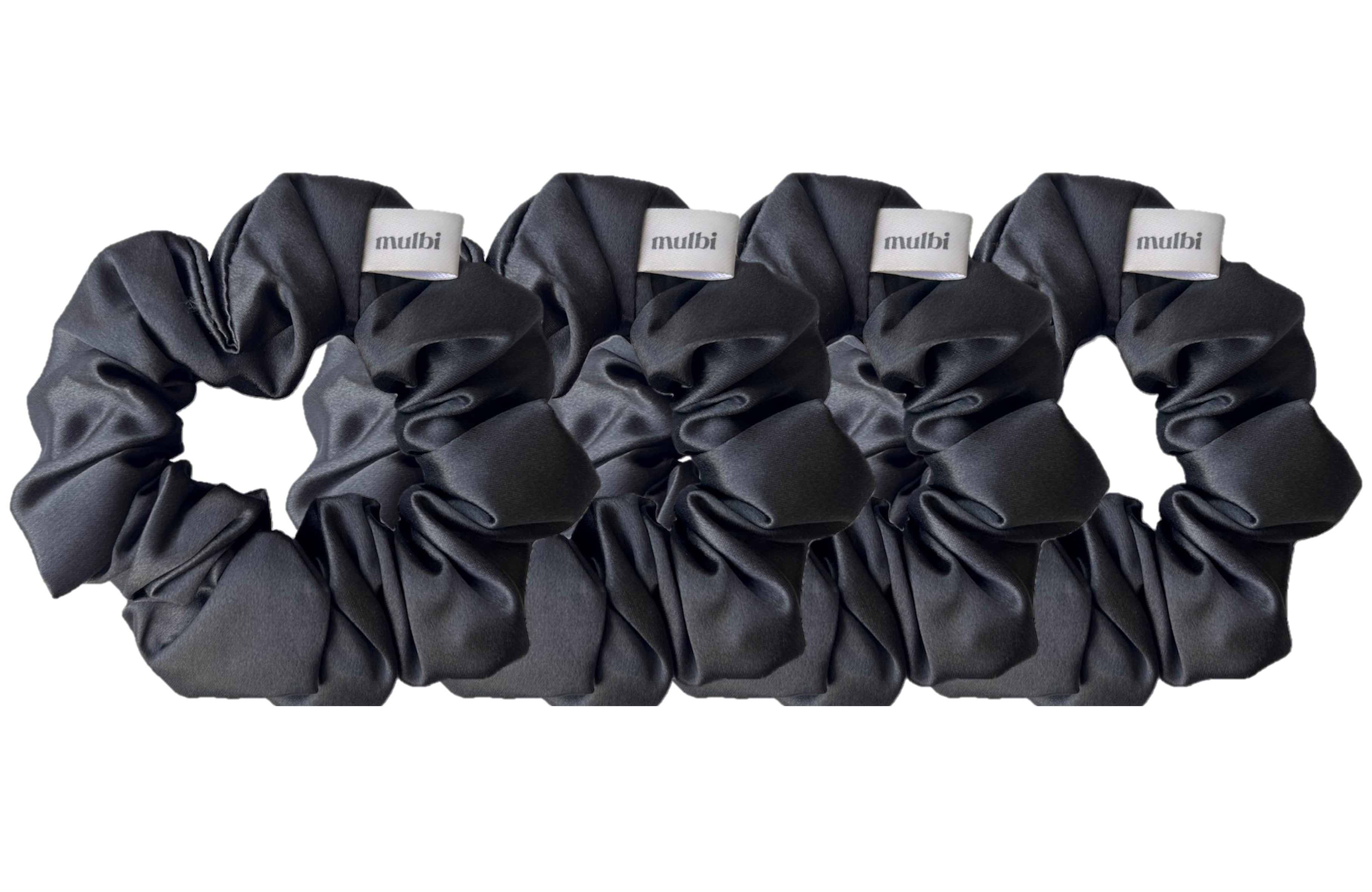 Set de 4 Scrunchies Charcoal de seda