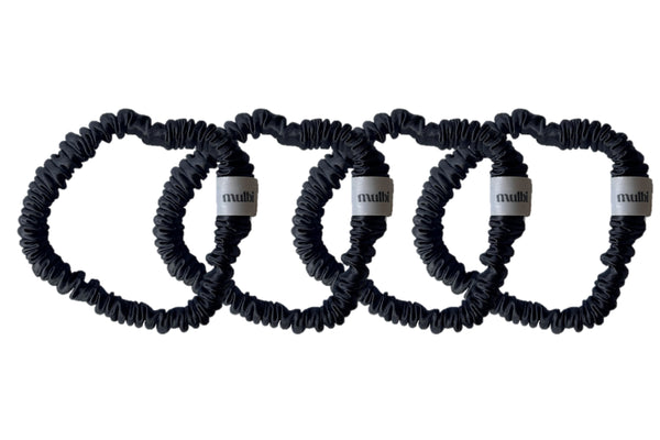 Set de 4 Scrunchies Small Charcoal de Seda